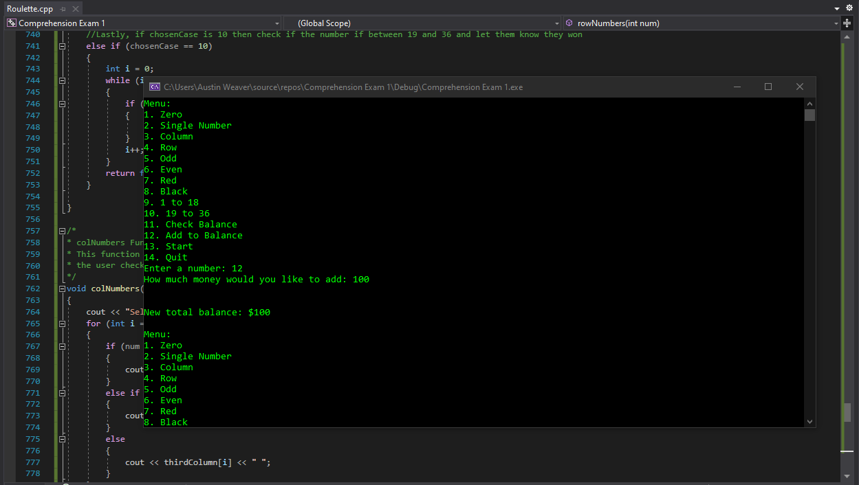 Image of routlette game I built running